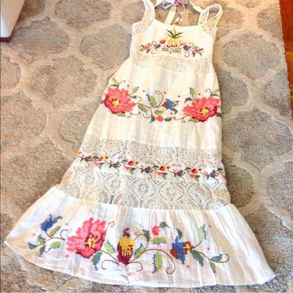 Farm Rio Embroidered Linen Dress New M - Picture 4 of 9